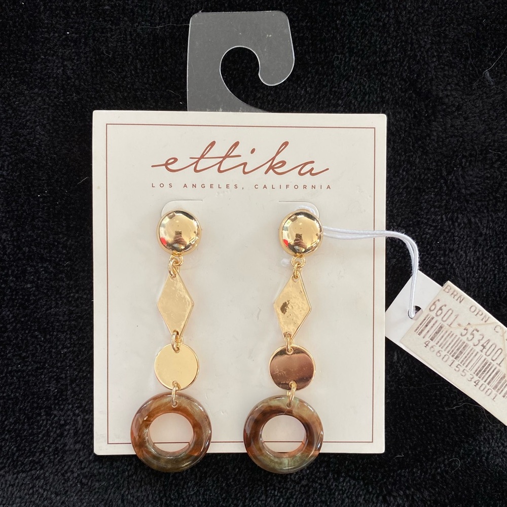 Gold & Tortoise Geometric Dangle Earrings